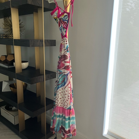 PatBO FLora halter neck beach dress xs white multi color - Picture 3 of 3